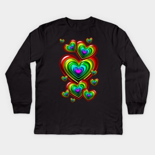 Rainbow Hearts Kids Long Sleeve T-Shirt